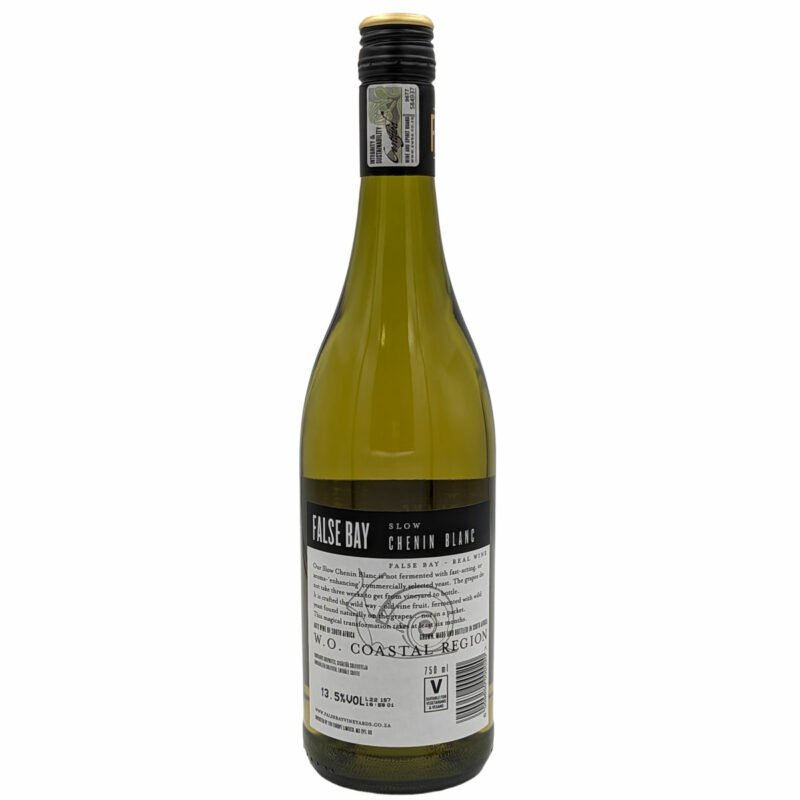 Back of the bottle of False Bay Chenin Blanc