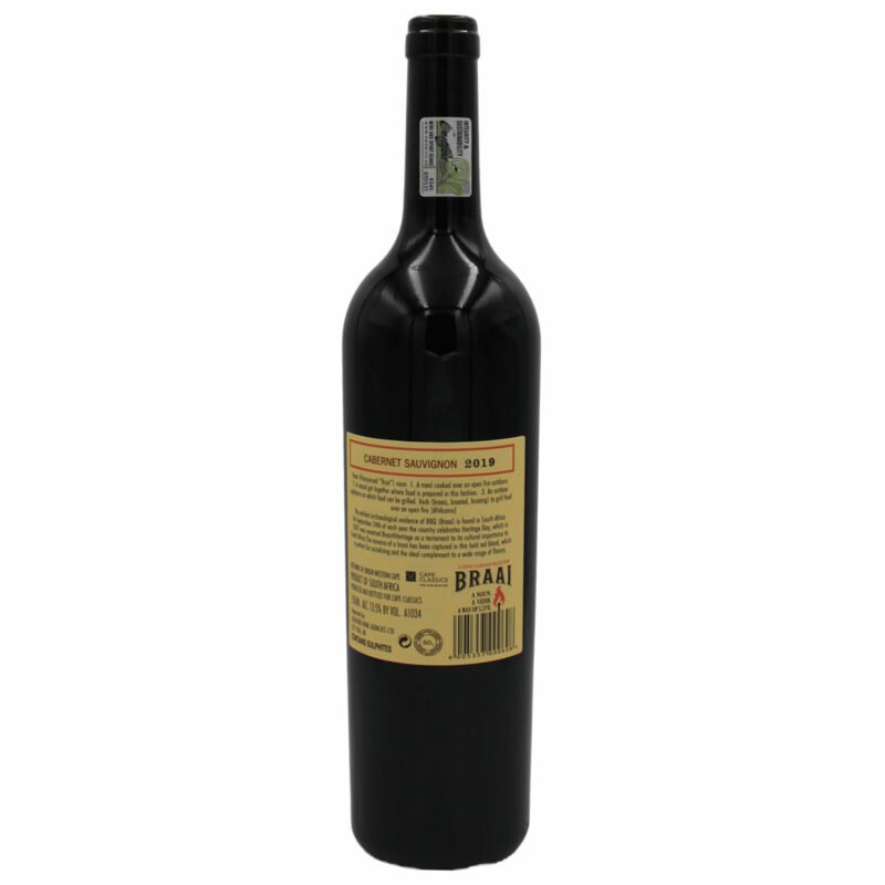 Back of the bottle of Braai wine