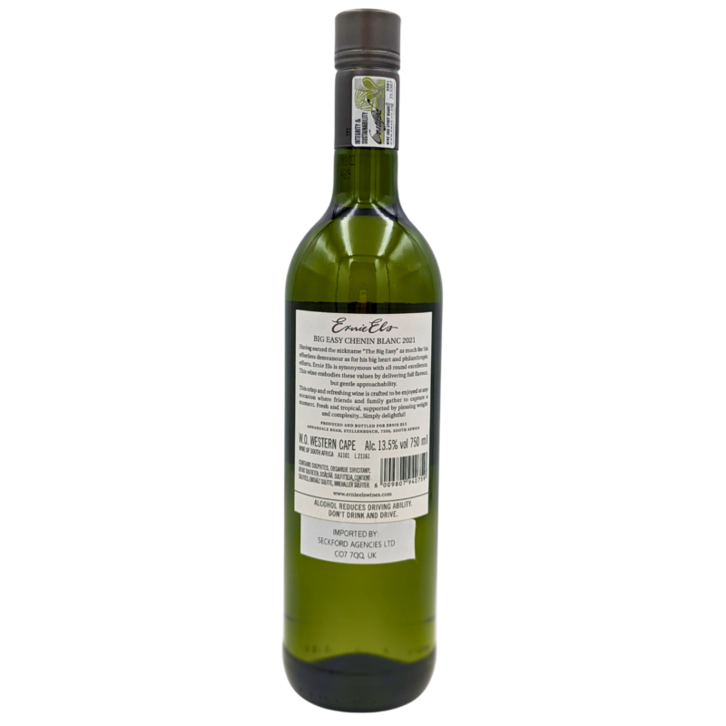 Back of a bottle of The Big Easy Chenin Blanc