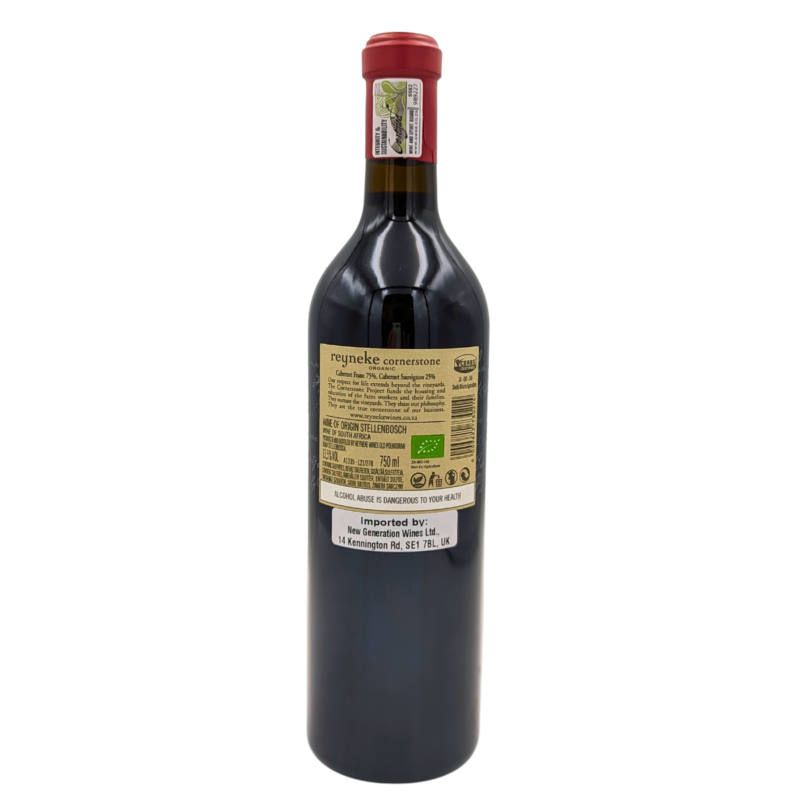 Back of a Bottle of Reyneke Cornerstone Red