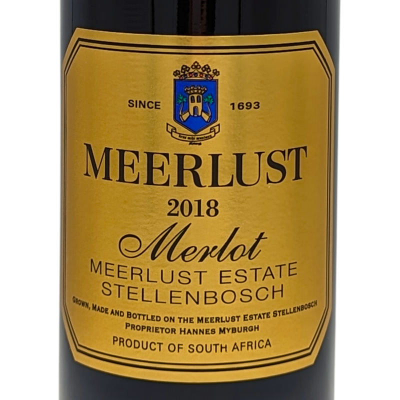 Front label of a Bottle of Meerlust Merlot
