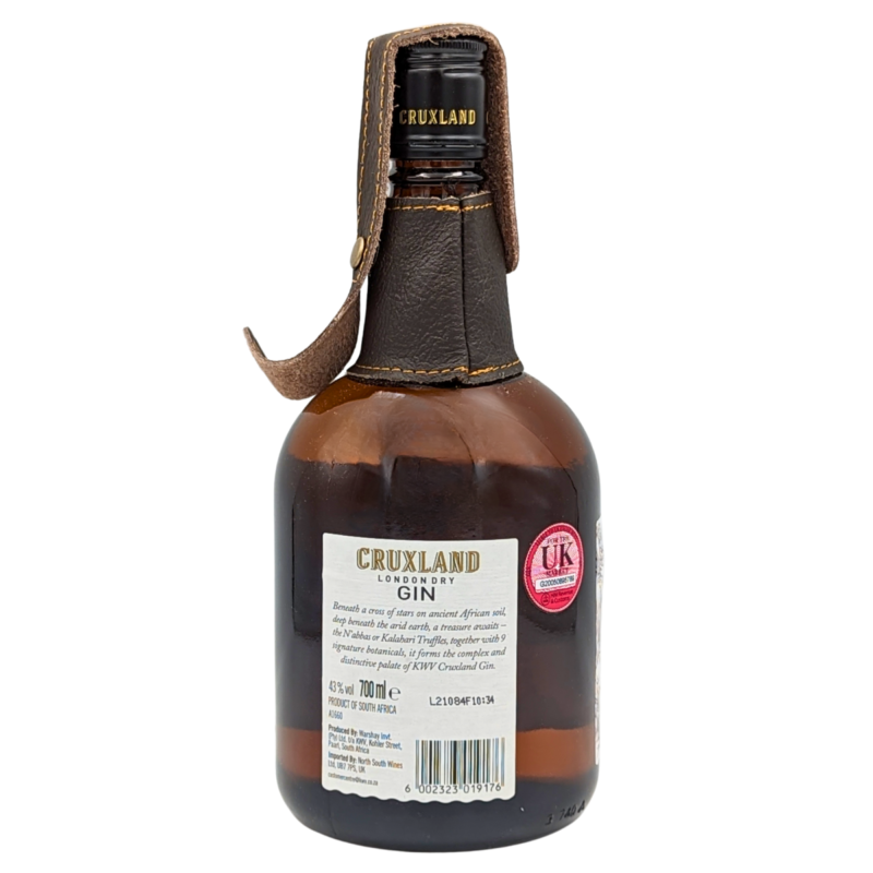 back of a bottle of cruxland gin