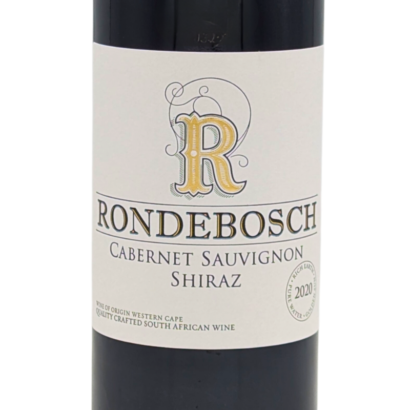front label of a bottle of Rondebosch Cabernet Shiraz by Alvi's Drift
