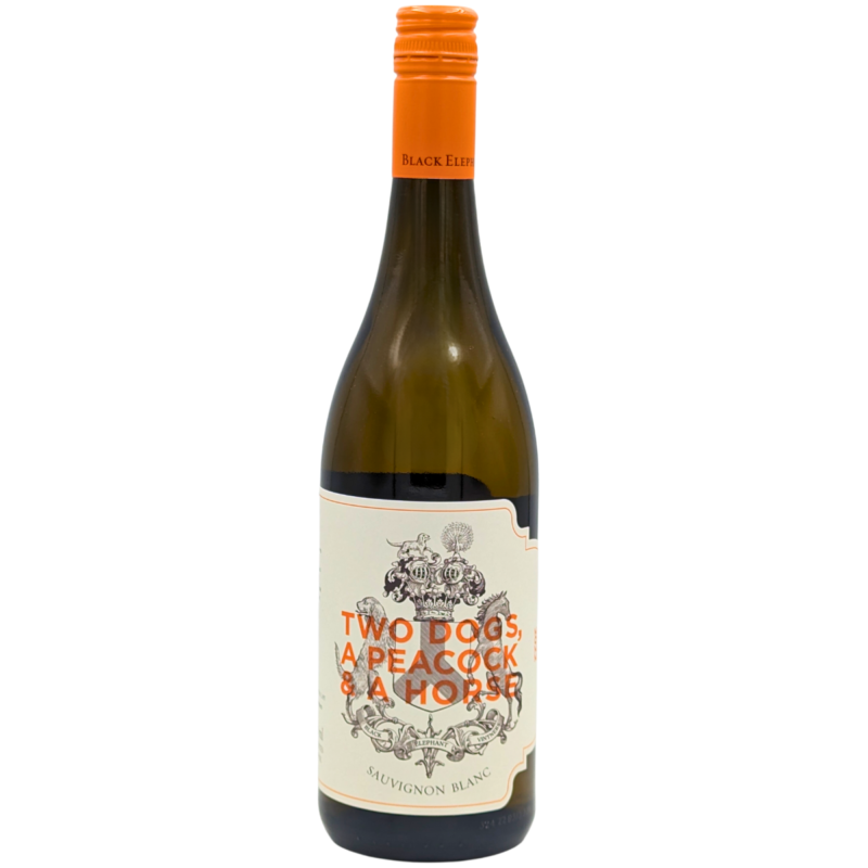 bottle of Two Dogs a Peacock and a Horse Sauvignon Blanc