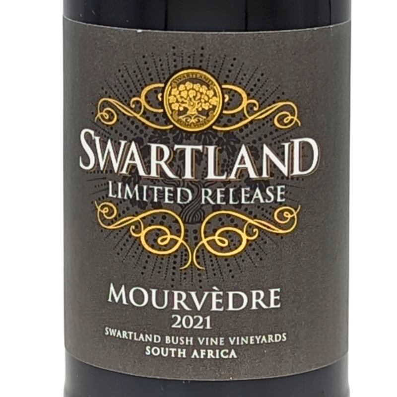 front label of a bottle of swartland mourvedre