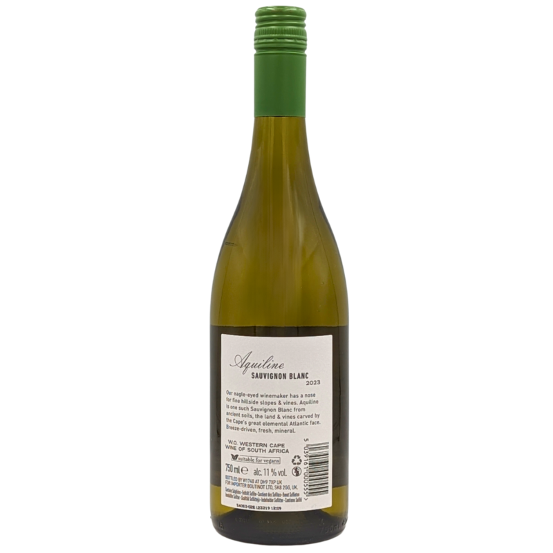 back of a bottle of Aquiline Sauvignon Blanc