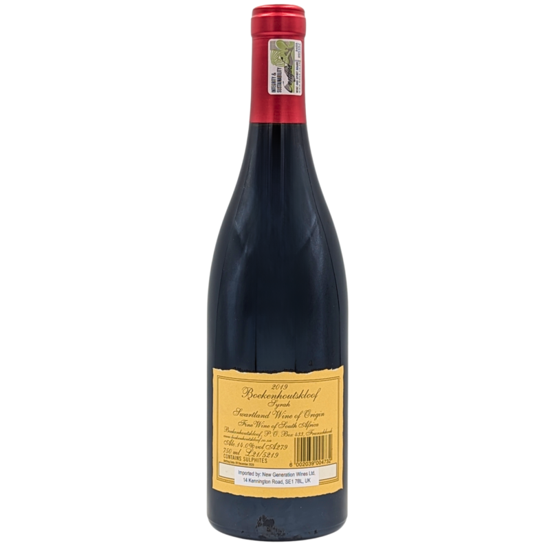 back of a bottle of Boekenhoutskloof Syrah