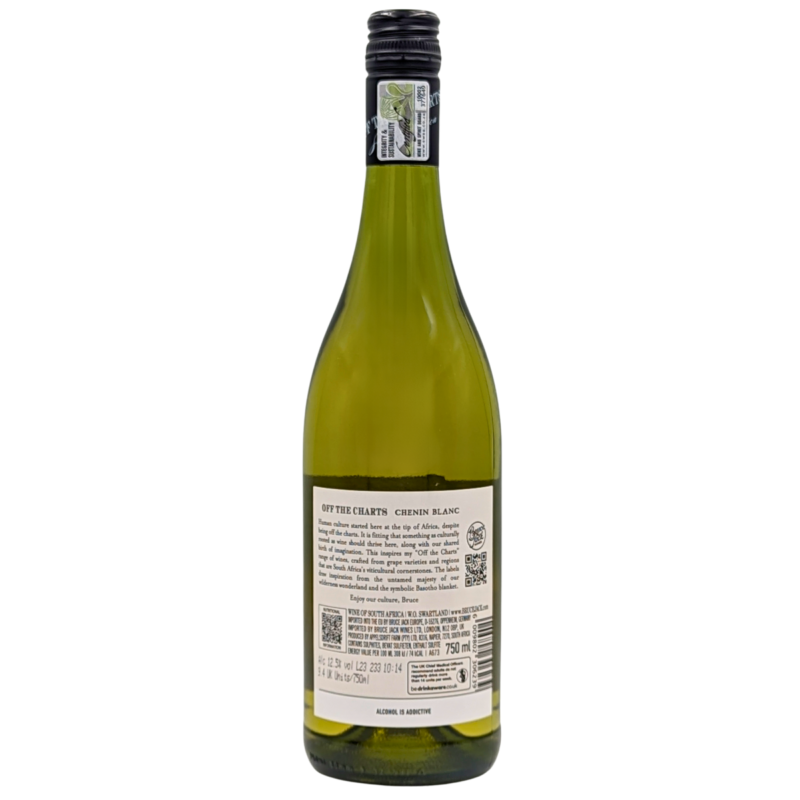 back of a bottle of Off the Charts Chenin Blanc