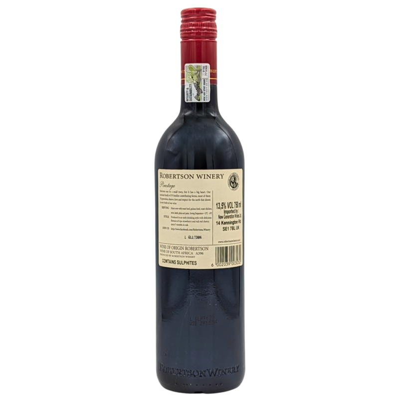 back of a bottle of Robertson Pinotage