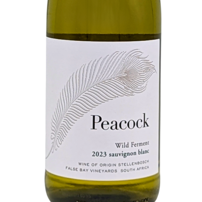 front label of a bottle of Peacock Wild Ferment Sauvignon Blanc
